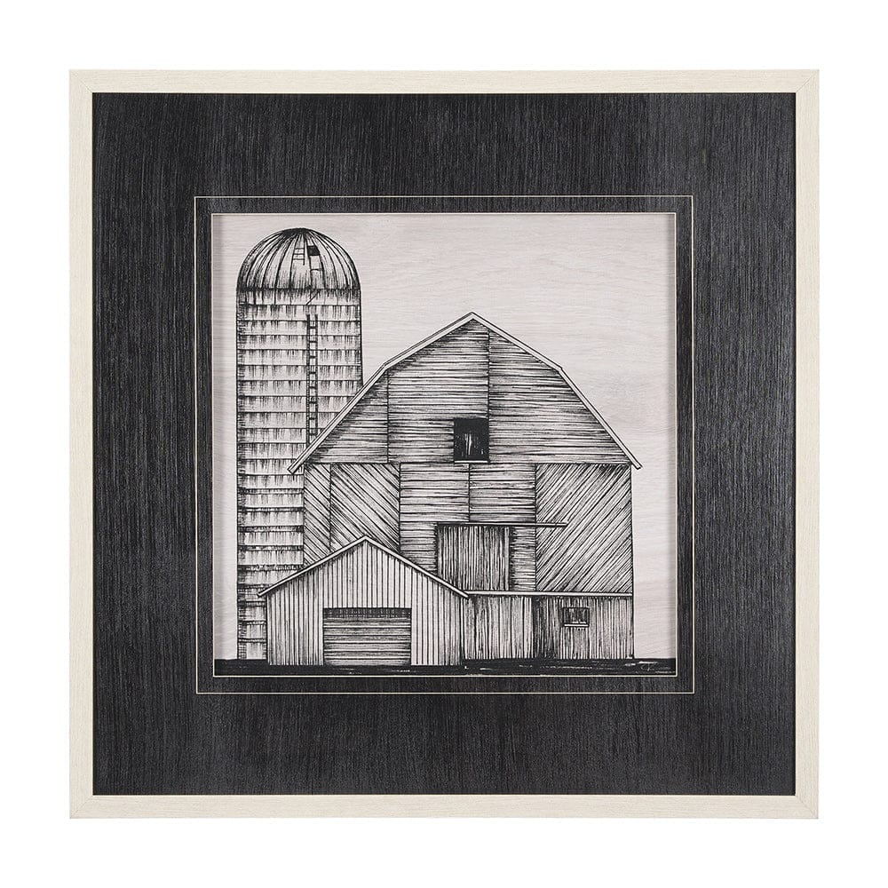 Mercana - Barn Buildings I by Mercana Studio a Hand Embellished Textured Framed Art Print Matted under Glass - 15127 view 1