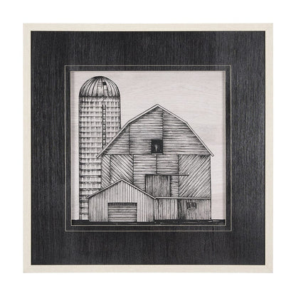Mercana - Barn Buildings I by Mercana Studio a Hand Embellished Textured Framed Art Print Matted under Glass - 15127 view 1
