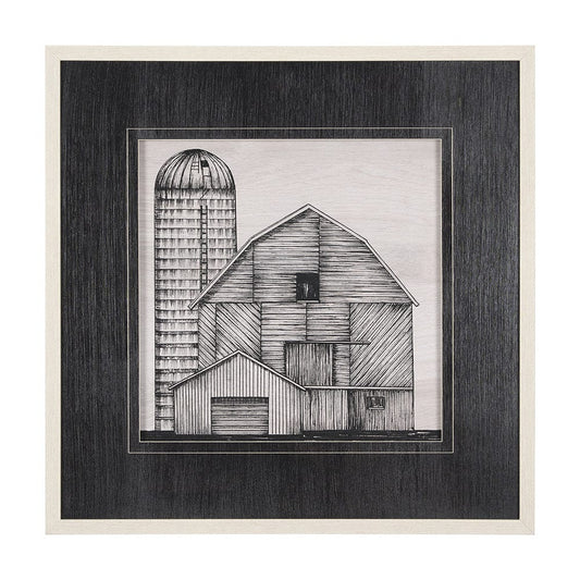 Mercana - Barn Buildings I by Mercana Studio a Hand Embellished Textured Framed Art Print Matted under Glass - 15127 view 1