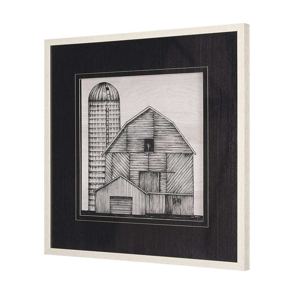 Mercana - Barn Buildings I by Mercana Studio a Hand Embellished Textured Framed Art Print Matted under Glass - 15127 view 2