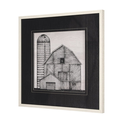 Mercana - Barn Buildings I by Mercana Studio a Hand Embellished Textured Framed Art Print Matted under Glass - 15127 view 2