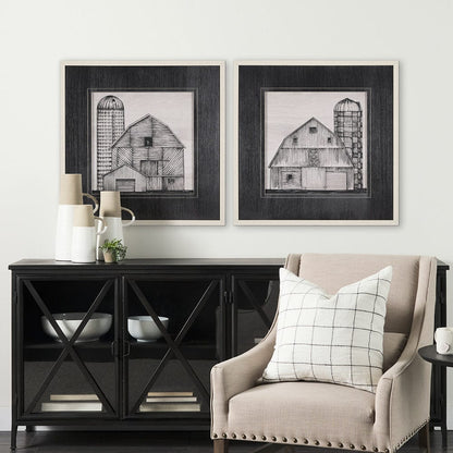 Mercana - Barn Buildings I by Mercana Studio a Hand Embellished Textured Framed Art Print Matted under Glass - 15127 view 8