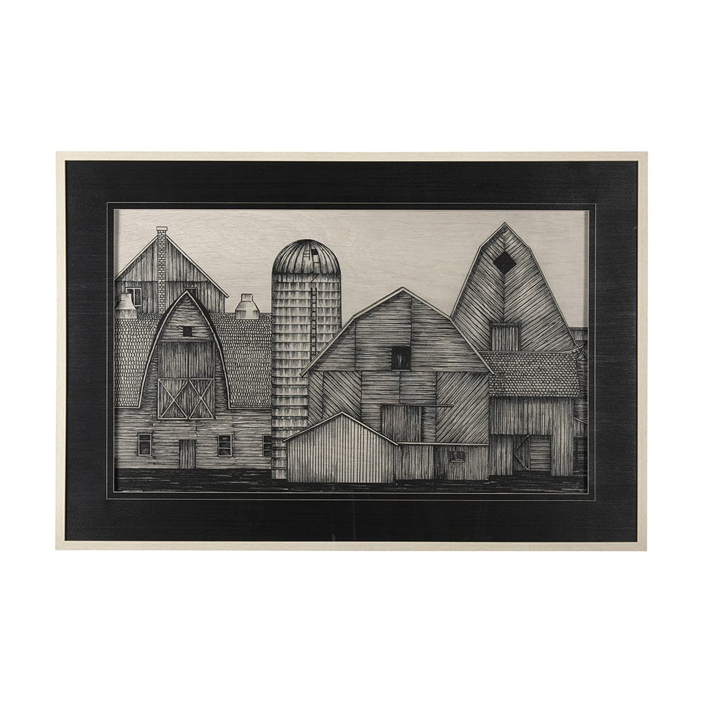 Mercana - Barn Buildings II by CV a Hand Embellished Textured Framed Art Print Matted under Glass - 14924 view 1
