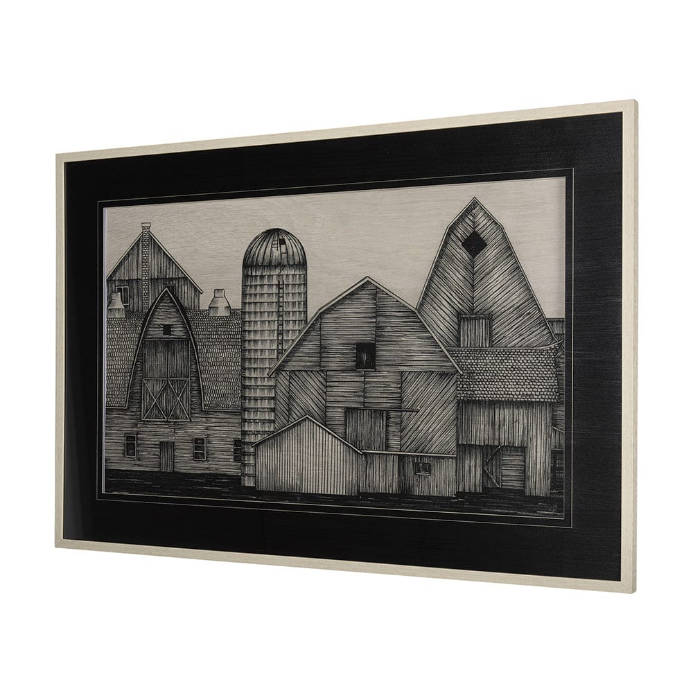 Mercana - Barn Buildings II by CV a Hand Embellished Textured Framed Art Print Matted under Glass - 14924 view 2
