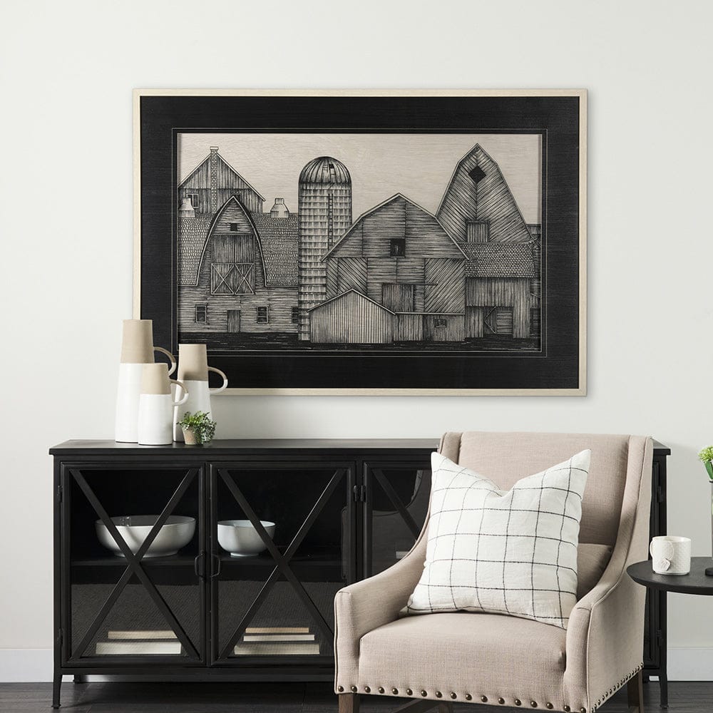 Mercana - Barn Buildings II by CV a Hand Embellished Textured Framed Art Print Matted under Glass - 14924 view 8