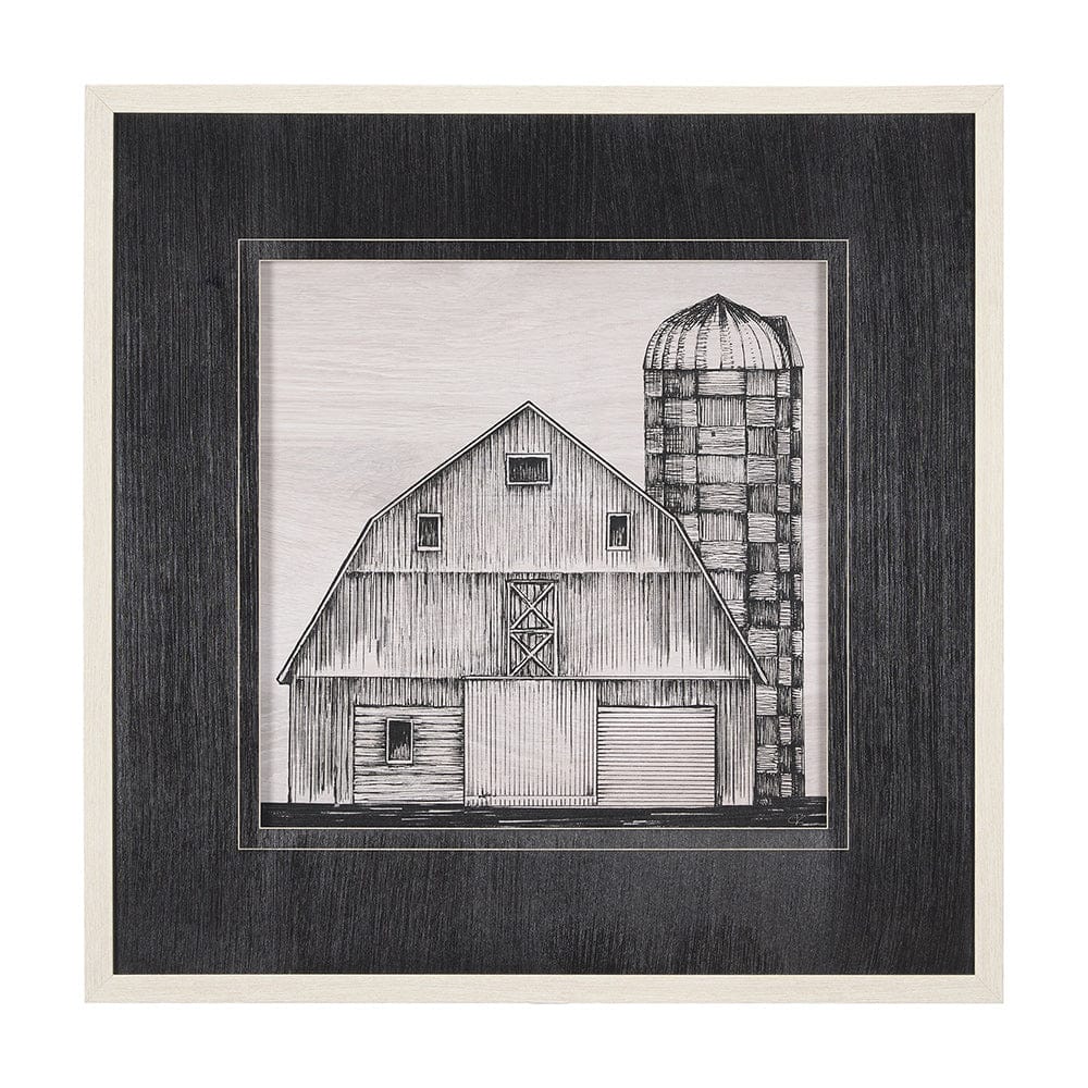 Mercana - Barn Buildings II by Mercana Studio a Hand Embellished Textured Framed Art Print Matted under Glass - 15128 view 1