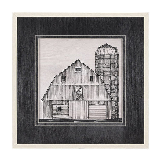 Mercana - Barn Buildings II by Mercana Studio a Hand Embellished Textured Framed Art Print Matted under Glass - 15128 view 1