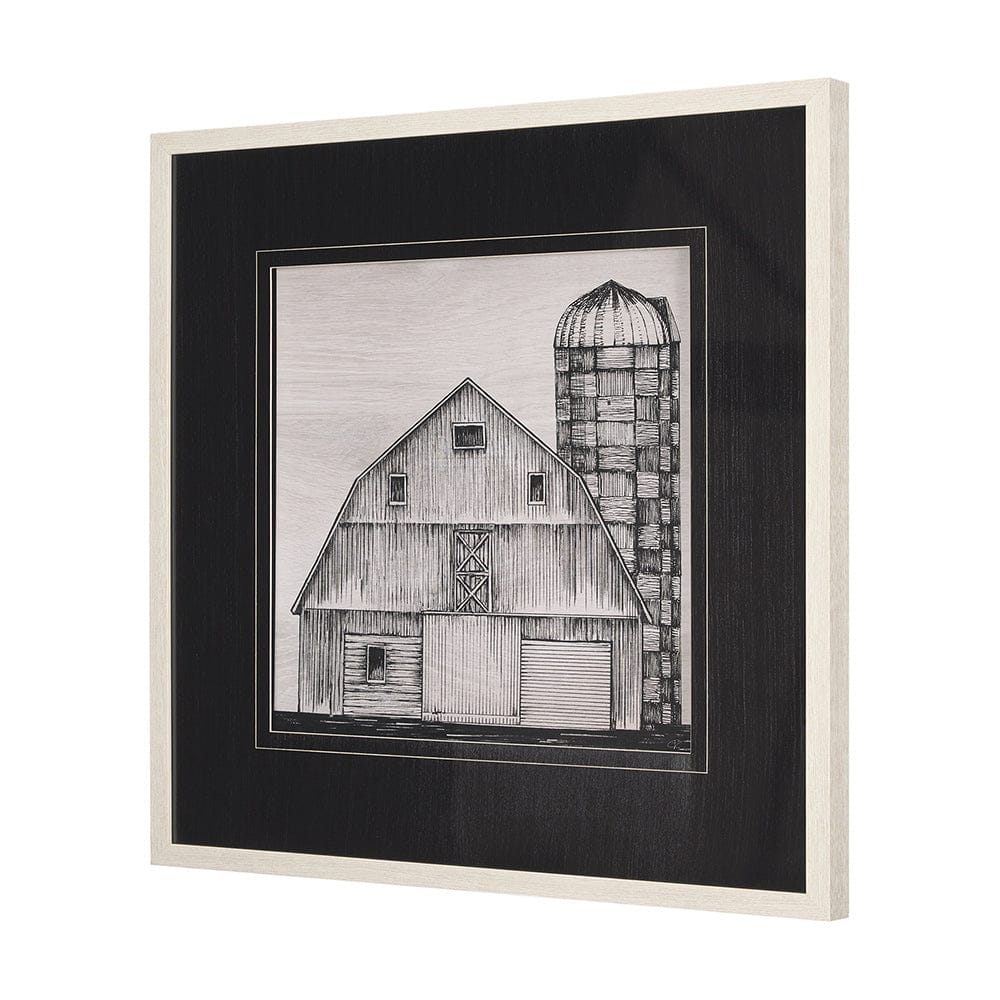 Mercana - Barn Buildings II by Mercana Studio a Hand Embellished Textured Framed Art Print Matted under Glass - 15128 view 2