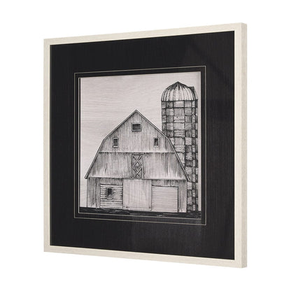 Mercana - Barn Buildings II by Mercana Studio a Hand Embellished Textured Framed Art Print Matted under Glass - 15128 view 2