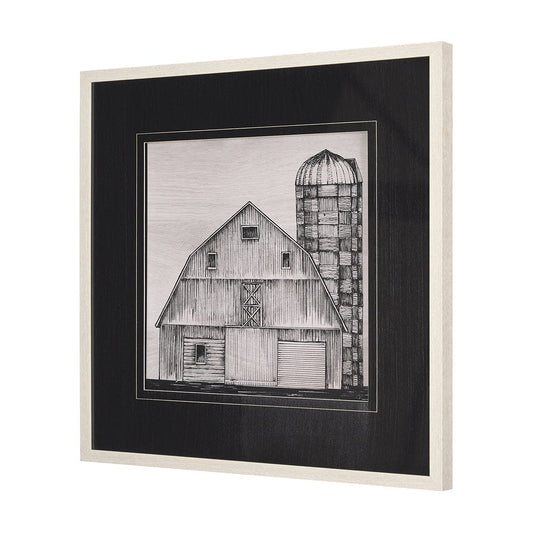 Mercana - Barn Buildings II by Mercana Studio a Hand Embellished Textured Framed Art Print Matted under Glass - 15128 view 2
