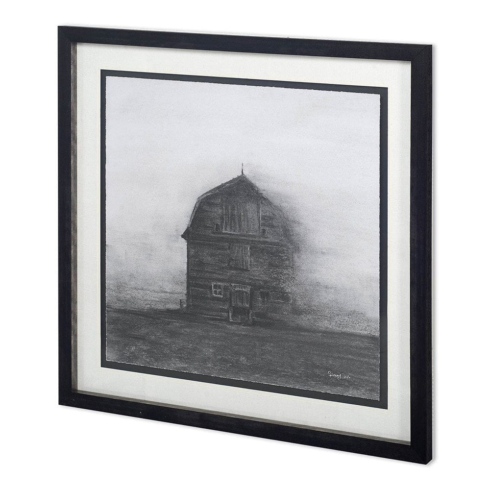 Mercana - Barn House in Wind I by Mercana Studio Hand Embellished Textured Framed Art Print Matted under Glass - 11653 view 1