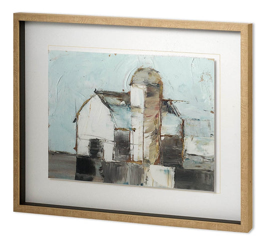 Mercana - Barn & Silo I by Ethan Harper a Hand Embellished Textured Framed Art Print Matted under Glass - 11384 view 1