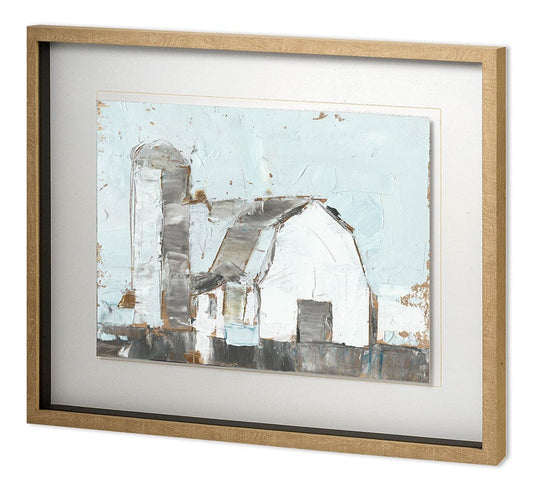 Mercana - Barn & Silo II by Ethan Harper a Hand Embellished Textured Framed Art Print Matted under Glass - 11385 view 1