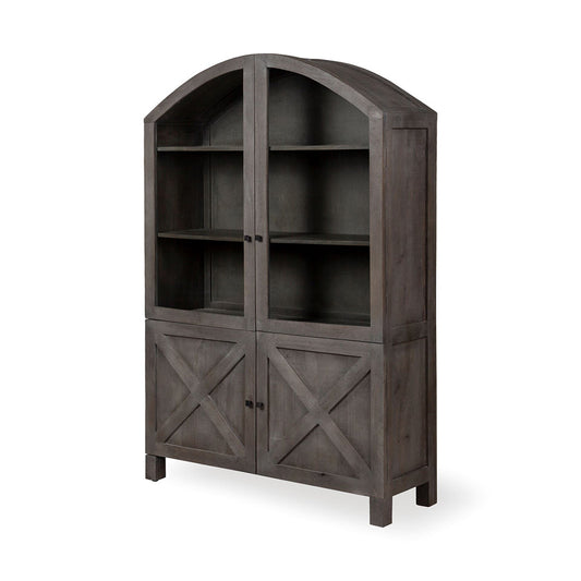 Mercana - Barrett 48.5L X 17.25W X 73H Gray Solid Wood Display Cabinet - 67846_CLOSEOUT view 1