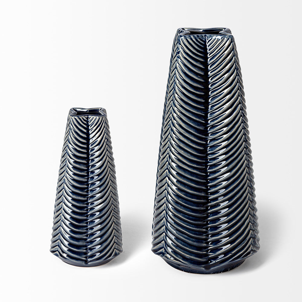Mercana - Bashir II Large Dark Navy Gloss Ceramic Vase - 68616 view 2