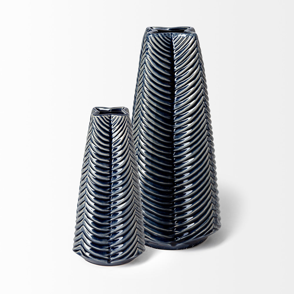 Mercana - Bashir II Large Dark Navy Gloss Ceramic Vase - 68616 view 3