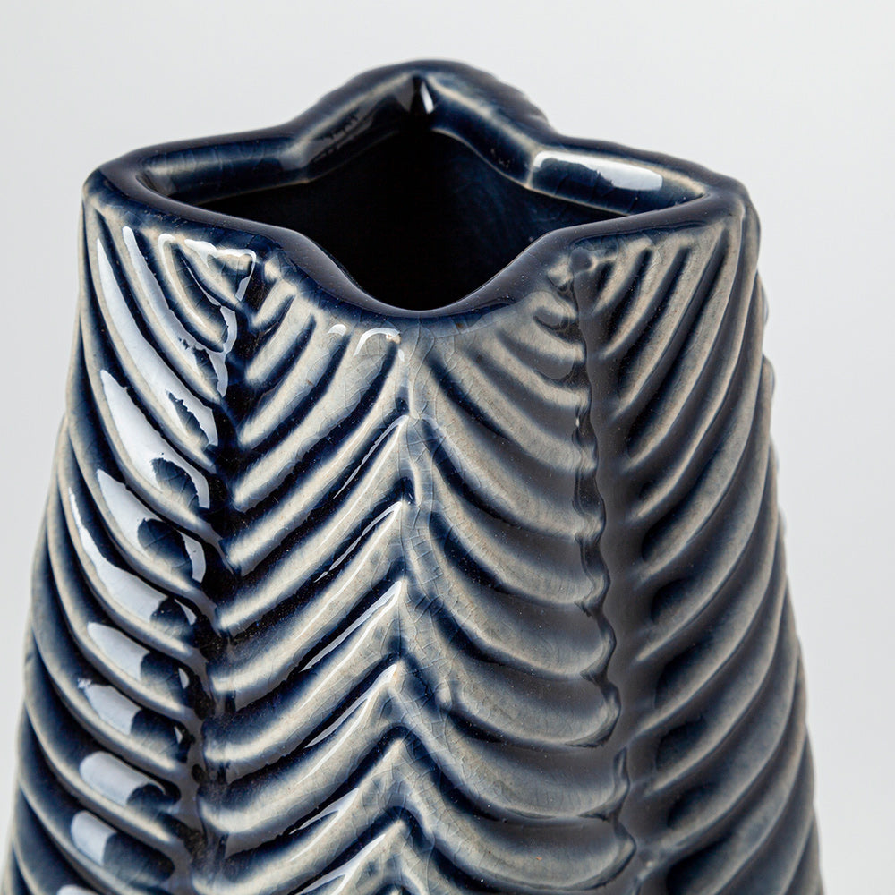 Mercana - Bashir II Large Dark Navy Gloss Ceramic Vase - 68616 view 4