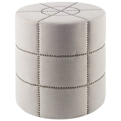 Mercana - Beacon 20.5"H Cream Fabric w/ Metal Tacks Round Ottoman - 50271_CLOSEOUT view 1