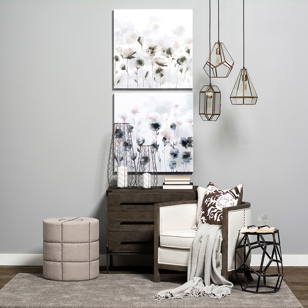 Mercana - Beacon 20.5"H Cream Fabric w/ Metal Tacks Round Ottoman - 50271_CLOSEOUT view 4