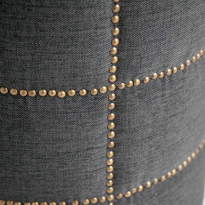 Mercana - Beacon 20.5"H Gray Fabric w/ Metal Tacks Round Ottoman - 50272_CLOSEOUT view 3