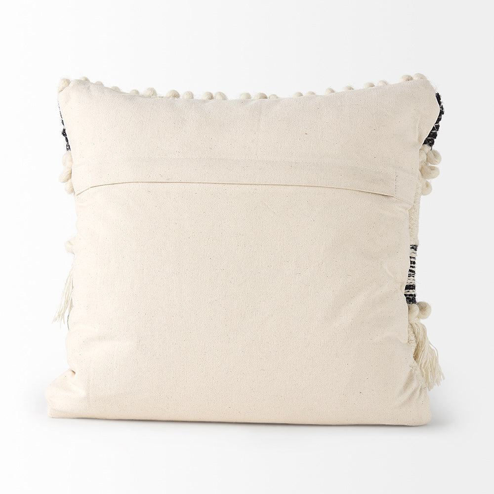 Mercana - Beardell 18 x 18 Cream And Black Details With Tassels Decorative Pillow Cover - 68391_CLOSEOUT view 5
