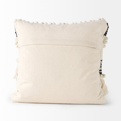Mercana - Beardell 18 x 18 Cream And Black Details With Tassels Decorative Pillow Cover - 68391_CLOSEOUT view 5