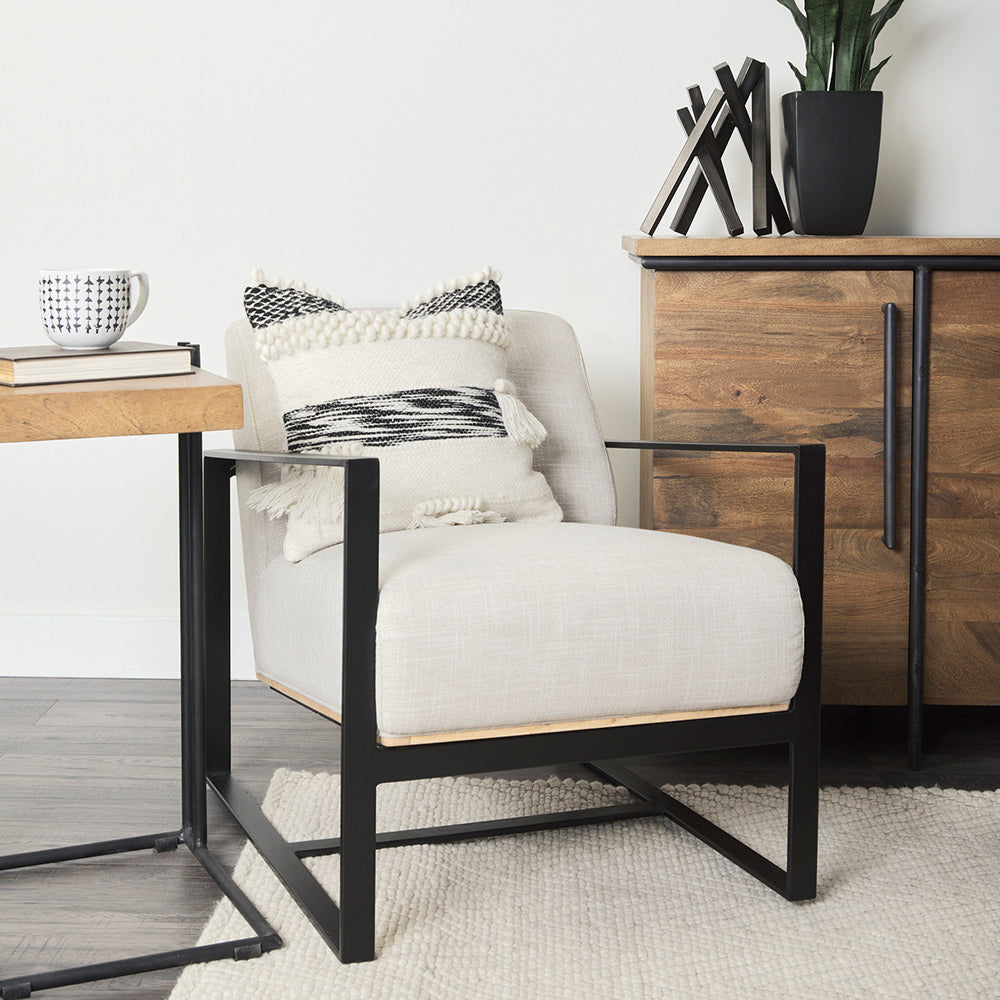 Mercana - Beardell 18 x 18 Cream And Black Details With Tassels Decorative Pillow Cover - 68391_CLOSEOUT view 8