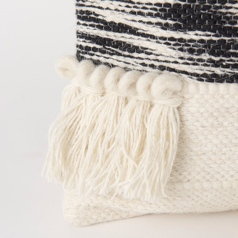 Mercana - Beardell 18 x 18 Cream And Black Details With Tassels Decorative Pillow Cover - 68391_CLOSEOUT view 11