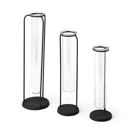 Mercana - Beeker Set Of Three Black Metal Test Tube Style Vases - 68600_CLOSEOUT view 1