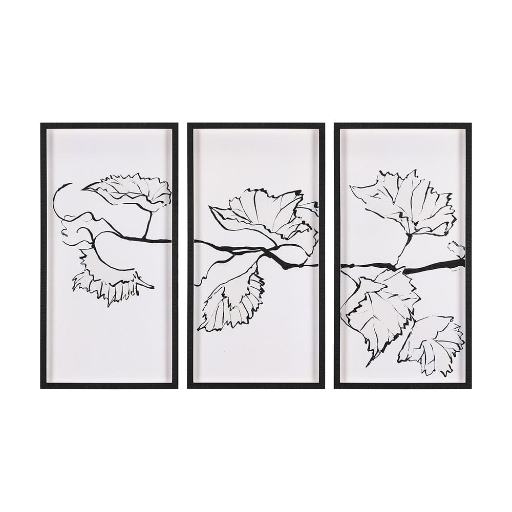Mercana - Begonia Vine Left by Mercana Studio Hand Embellished Textured Framed Art Print Matted under Glass - 14678 view 1