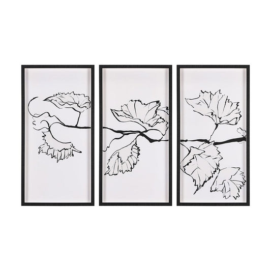 Mercana - Begonia Vine Left by Mercana Studio Hand Embellished Textured Framed Art Print Matted under Glass - 14678 view 1
