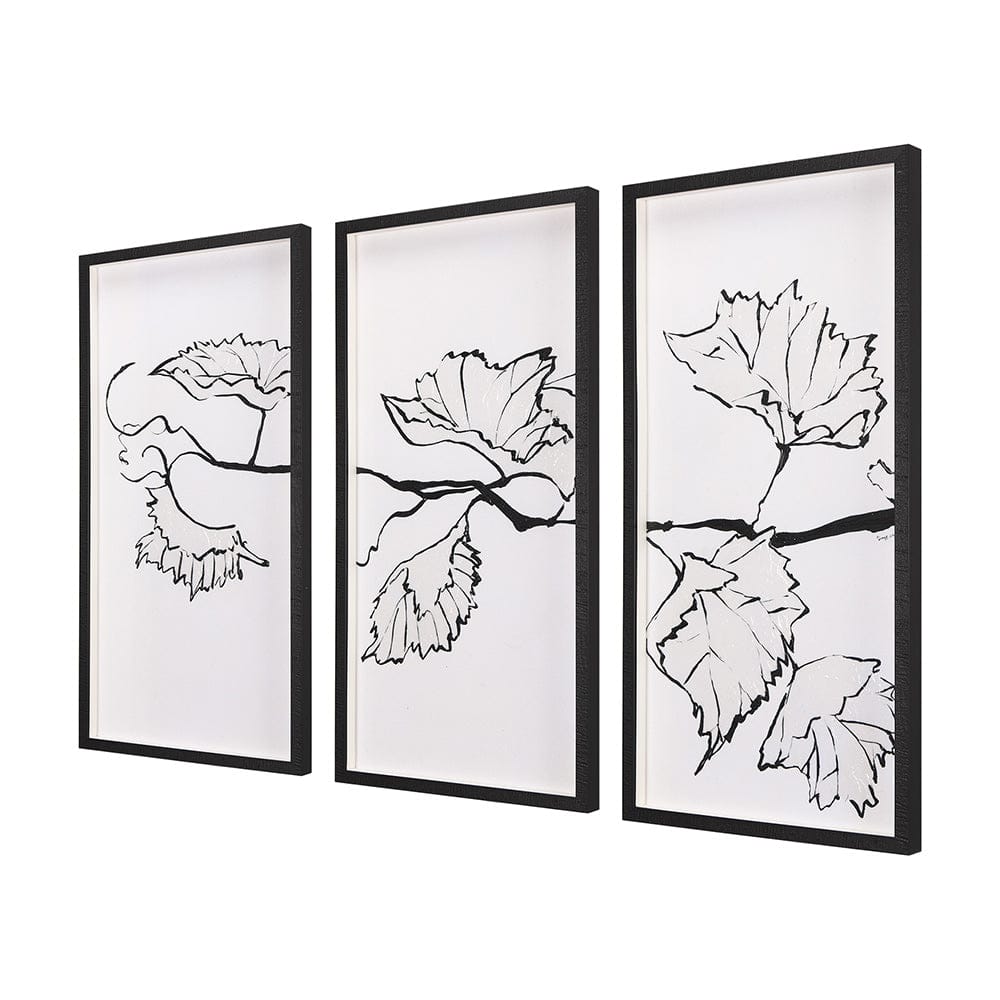 Mercana - Begonia Vine Left by Mercana Studio Hand Embellished Textured Framed Art Print Matted under Glass - 14678 view 2