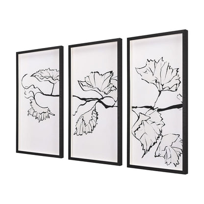 Mercana - Begonia Vine Left by Mercana Studio Hand Embellished Textured Framed Art Print Matted under Glass - 14678 view 2