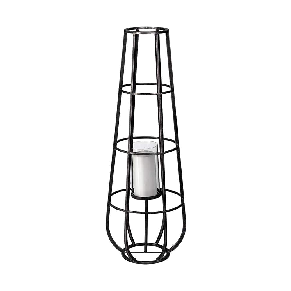 Mercana - Bella Large Black Metal Cylindrical Cage Candle Holder Lantern - 68980_CLOSEOUT view 1