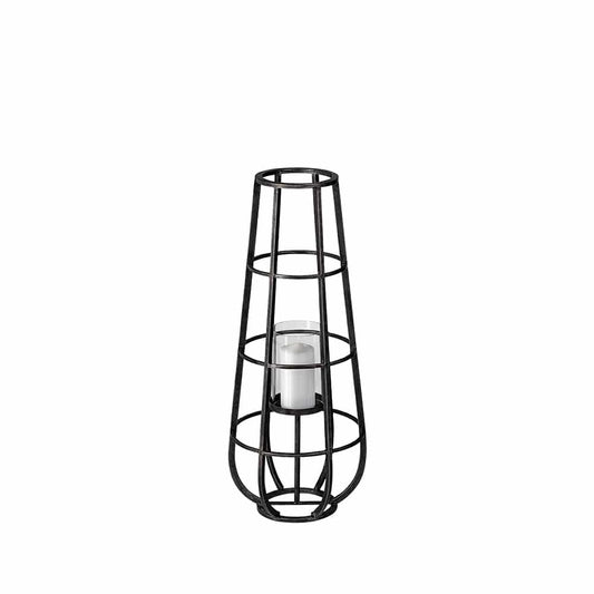 Mercana - Bella Small Black Metal Cylindrical Cage Candle Holder Lantern - 68979_CLOSEOUT view 1