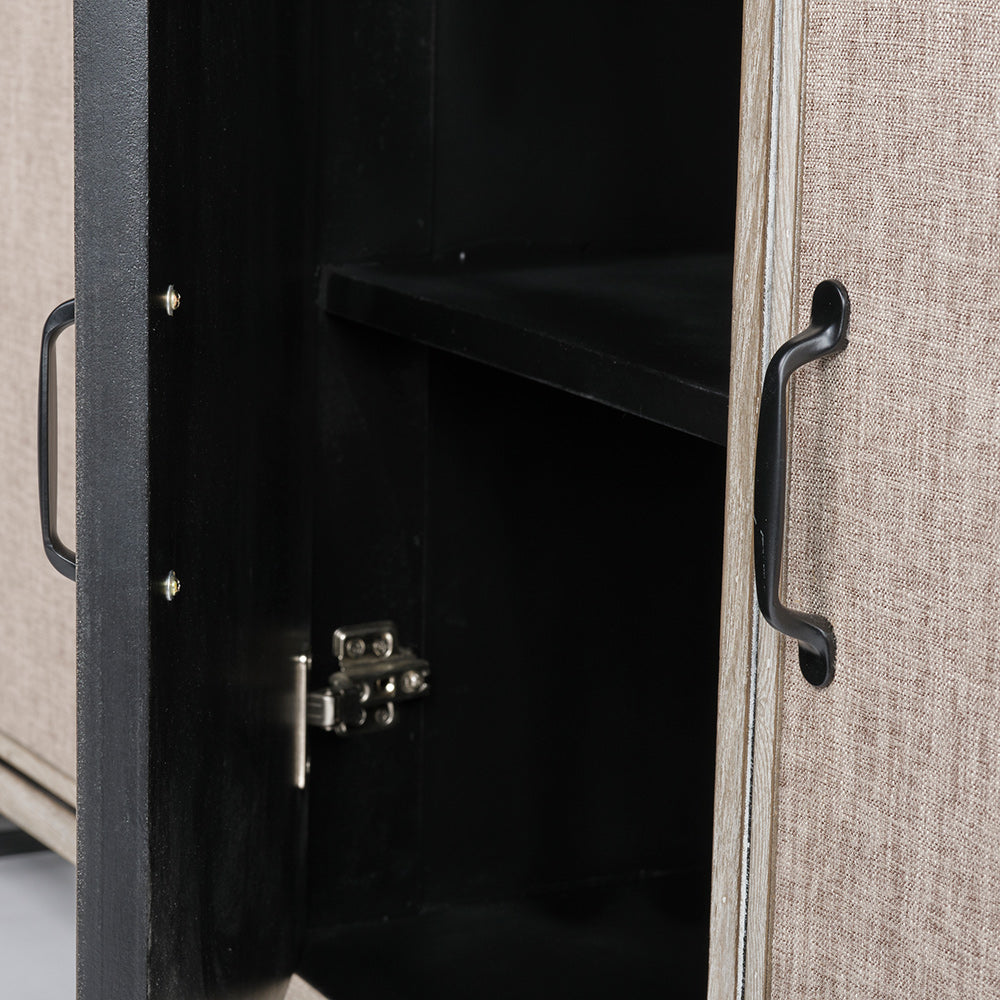 Mercana - Bellefontaine II 68x15.5 Brown Fir Veneer Frame 4 Fabric Covered Cabinet Door Sideboard - 68534 view 7