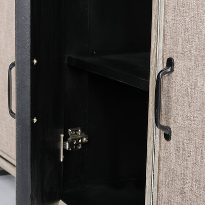 Mercana - Bellefontaine II 68x15.5 Brown Fir Veneer Frame 4 Fabric Covered Cabinet Door Sideboard - 68534 view 7