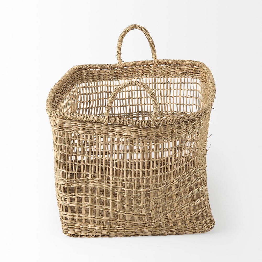 Mercana - Bellisa 18.5L x 14.6W x 11.0H Medium Brown Seagrass Rectangular Basket W/ Handles (Set of 2) - 69585 view 4