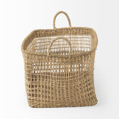 Mercana - Bellisa 18.5L x 14.6W x 11.0H Medium Brown Seagrass Rectangular Basket W/ Handles (Set of 2) - 69585 view 4