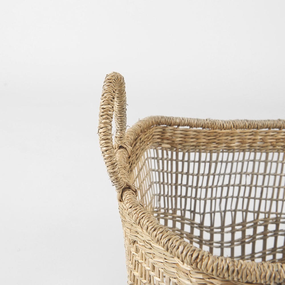 Mercana - Bellisa 18.5L x 14.6W x 11.0H Medium Brown Seagrass Rectangular Basket W/ Handles (Set of 2) - 69585 view 5