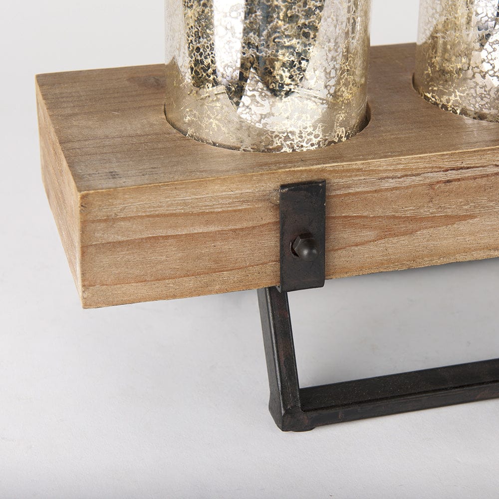 Mercana - Benk Wood and Black Metal Five Cup Candle Holder - 53085_CLOSEOUT view 7