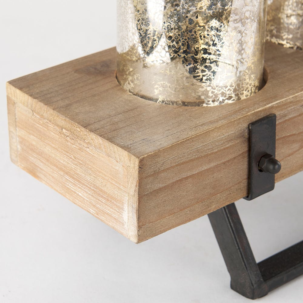 Mercana - Benk Wood and Black Metal Five Cup Candle Holder - 53085_CLOSEOUT view 8