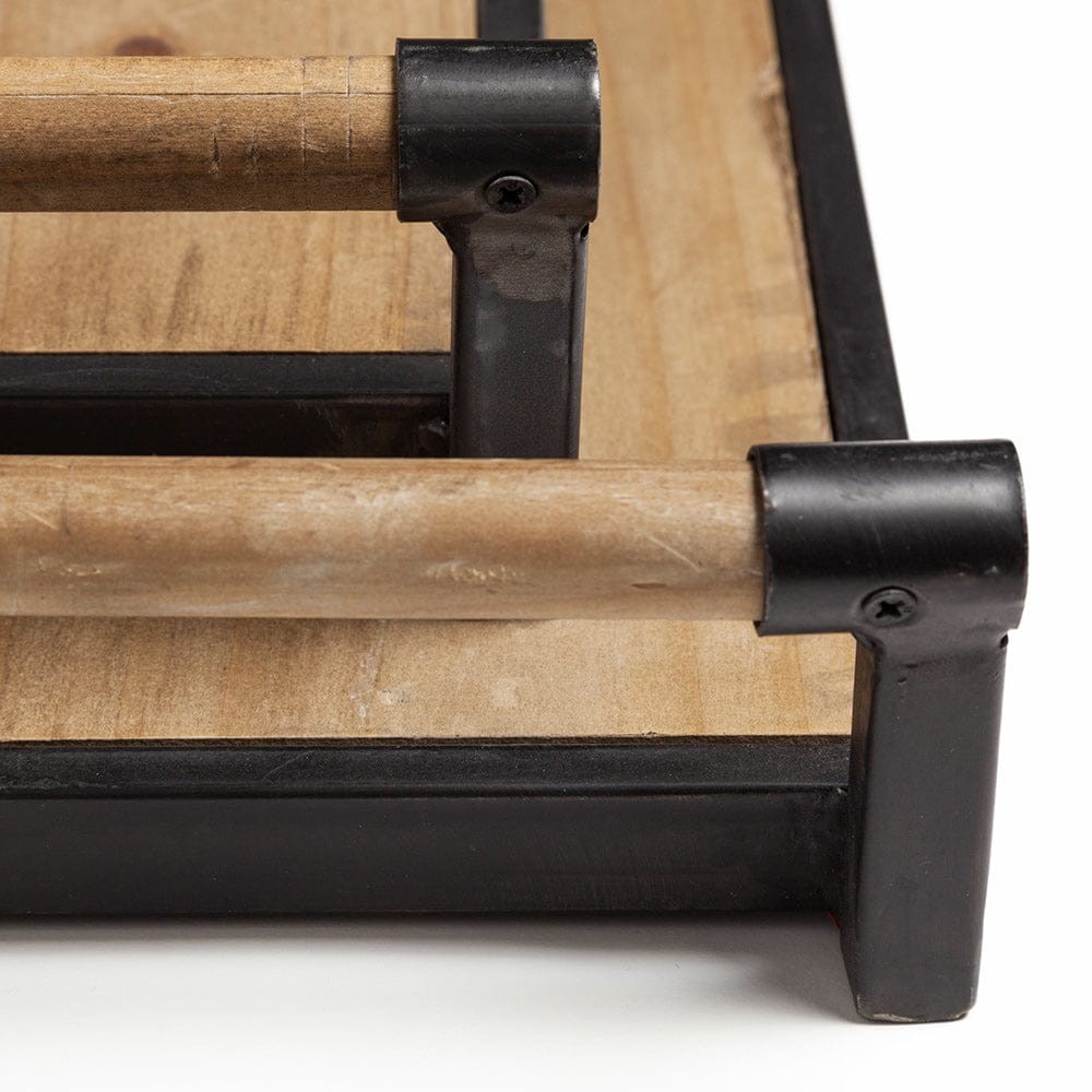 Mercana - Benson Brown Wood Black Metal Trays (Set of 2) - 67701 view 7