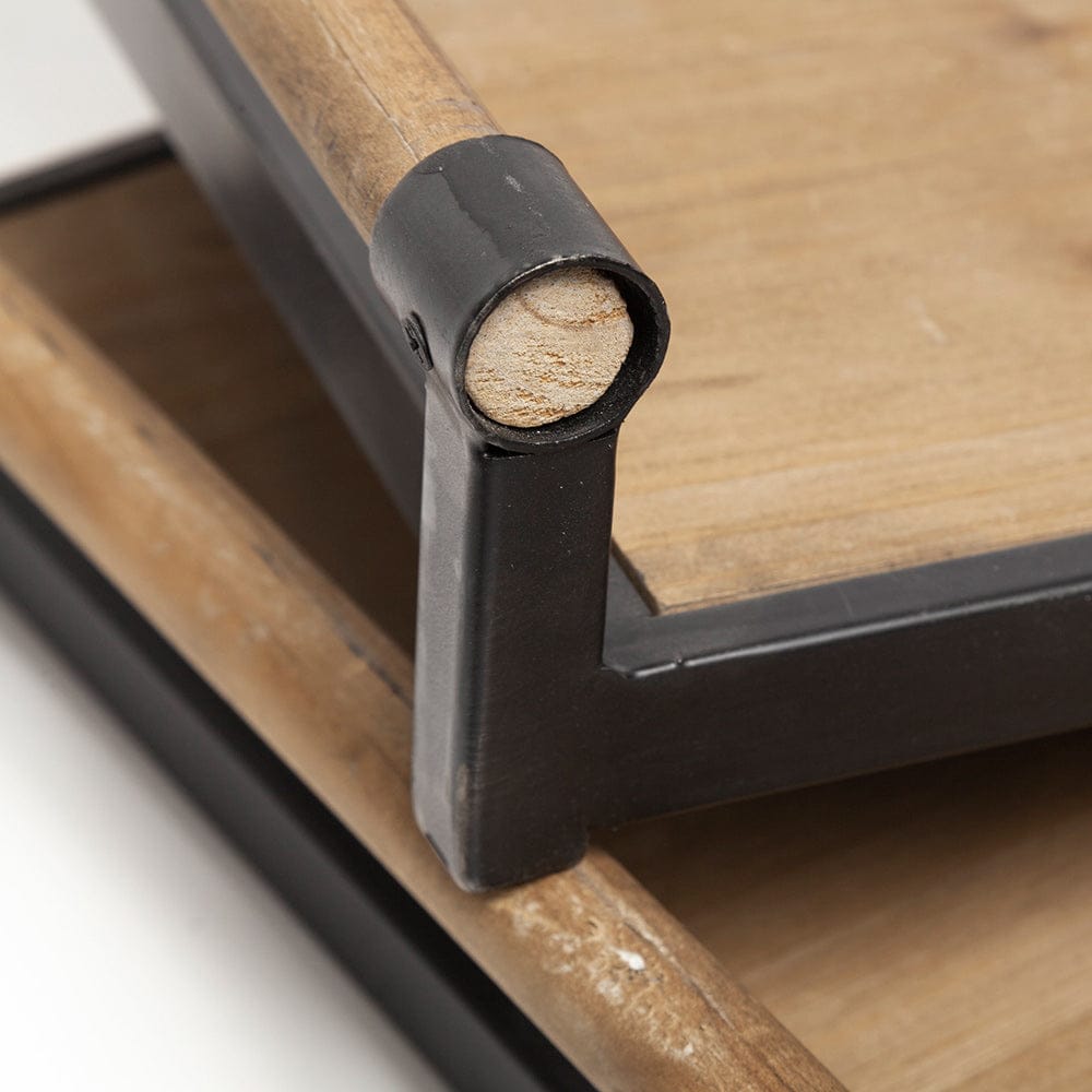 Mercana - Benson Brown Wood Black Metal Trays (Set of 2) - 67701 view 8