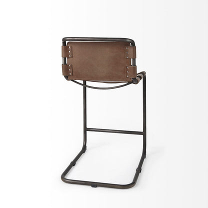 Mercana - Berbick 20.5 x 24.75 x 39 Medium Brown Leather W/ Iron Frame Counter Stool - 69277_CLOSEOUT view 5