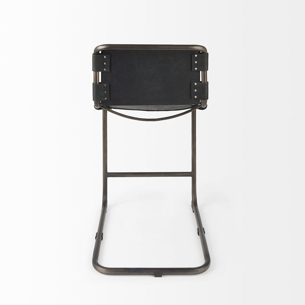 Mercana - Berbick 21L x 25W x 38H Black Leather W/ Iron Frame Counter Stool - 69276_CLOSEOUT view 4