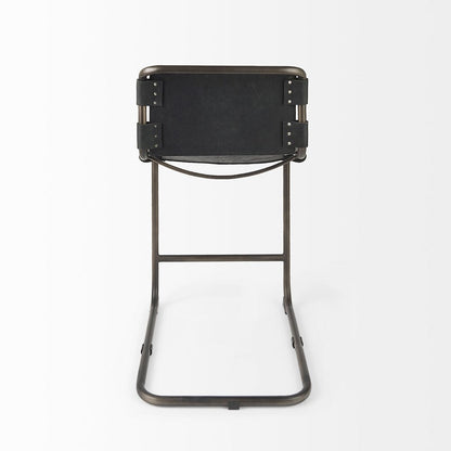 Mercana - Berbick 21L x 25W x 38H Black Leather W/ Iron Frame Counter Stool - 69276_CLOSEOUT view 4