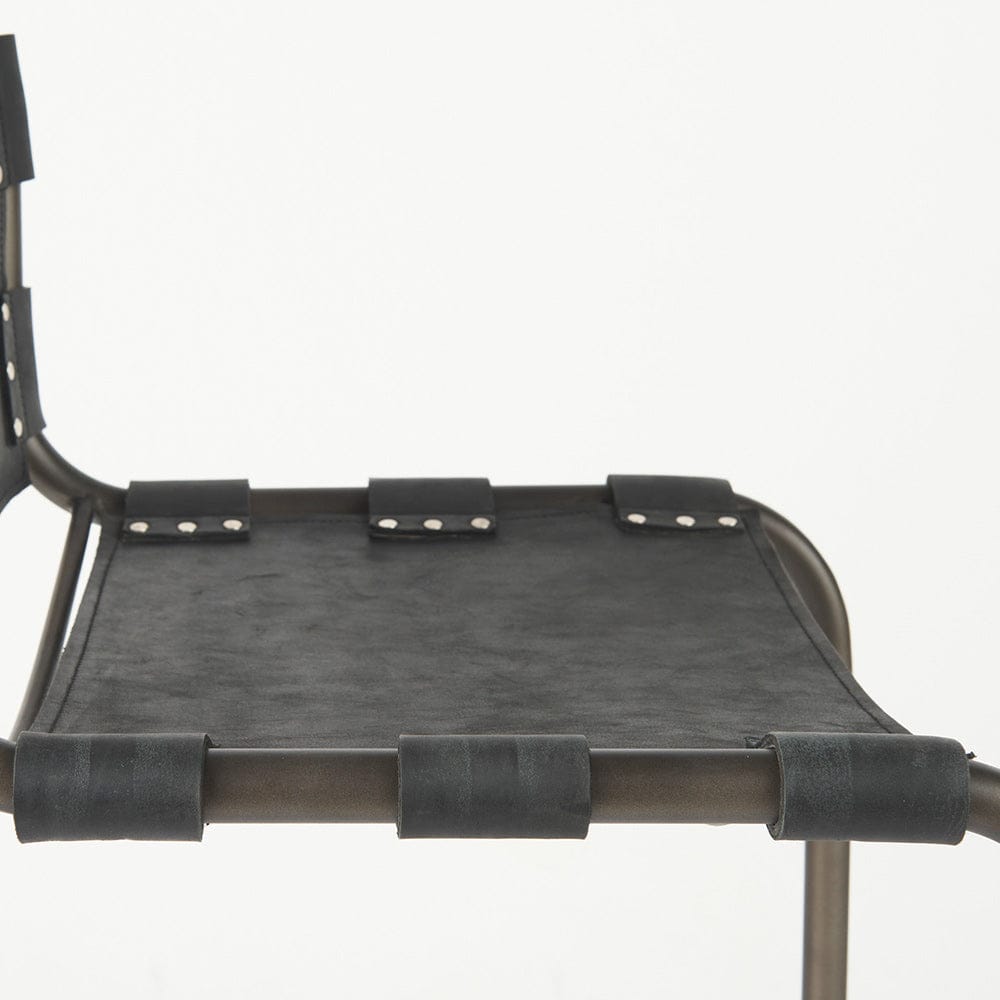 Mercana - Berbick 21L x 25W x 38H Black Leather W/ Iron Frame Counter Stool - 69276_CLOSEOUT view 7
