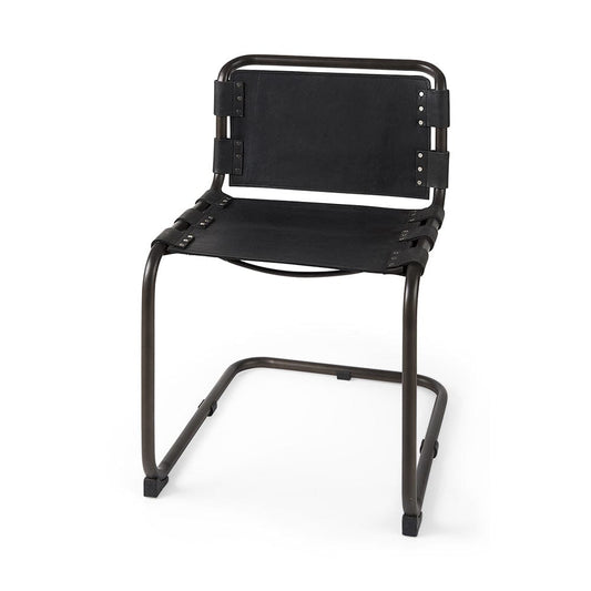 Mercana - Berbick 33" Total Height Black Leather w/ Iron Frame Dining Chair - 69273 view 1