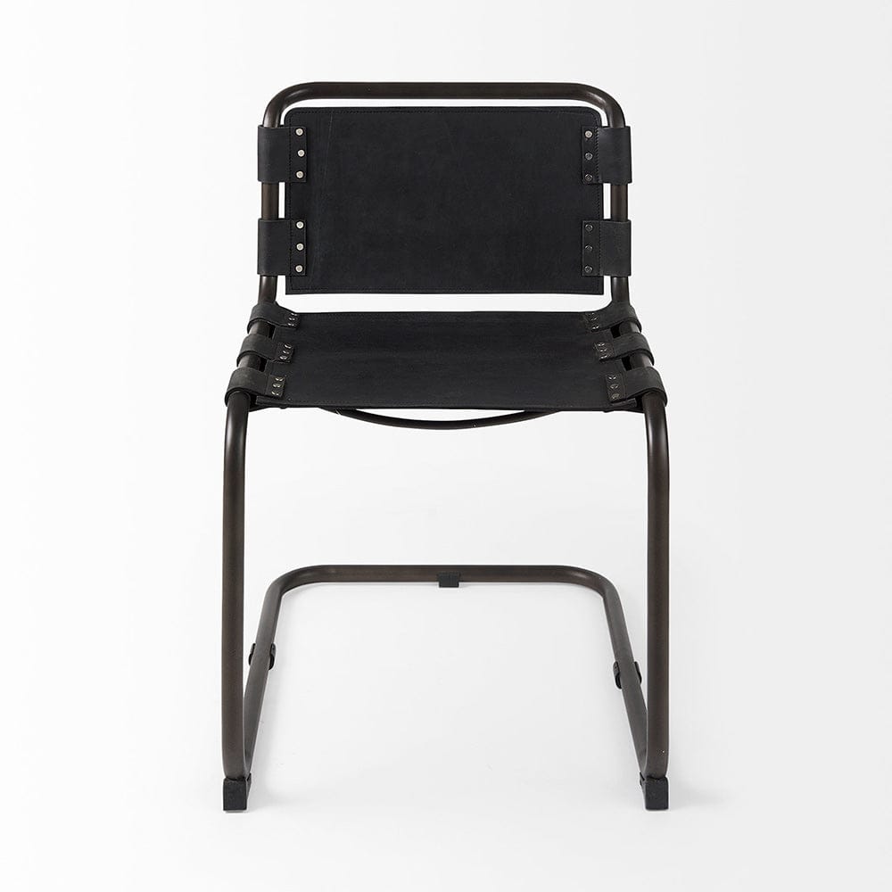 Mercana - Berbick 33" Total Height Black Leather w/ Iron Frame Dining Chair - 69273 view 2